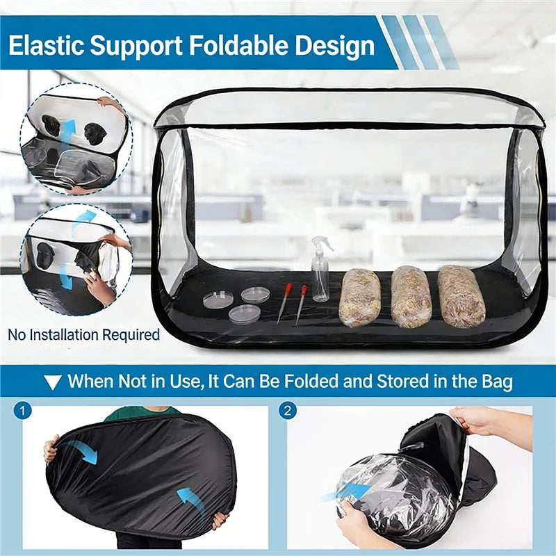 Mushroom Grow Still Air Box Clear Large Mushroom Grow Tent Kit Growing Containers Reusable Air Workstation for Grow Bag