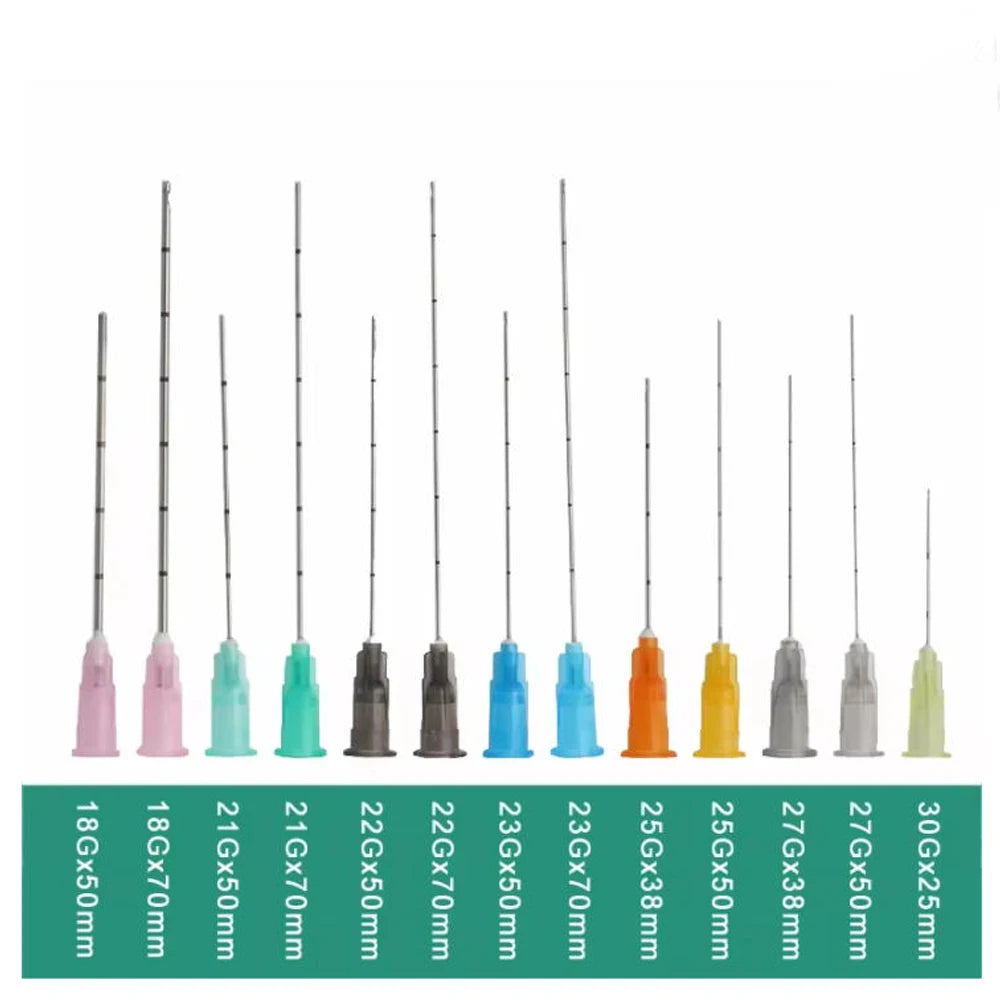 Professional MicroNeedles 18G 22G  23G 25G 30 for Fillers Reduce Bruising Swelling Sterile Disposable Blunt Tip needle 38mm 50mm