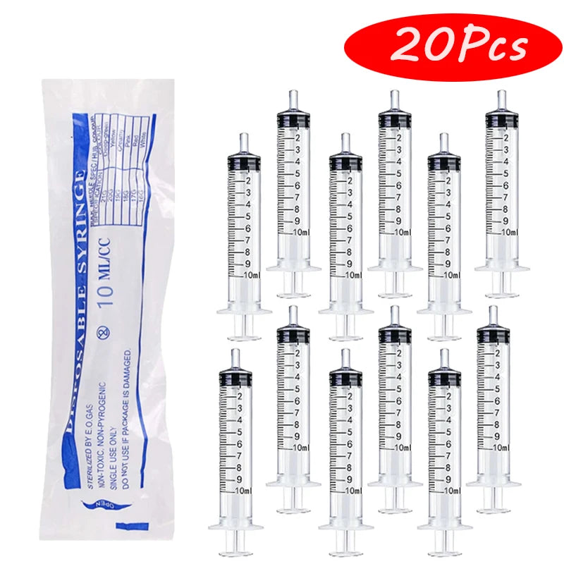 10ml Plastic Syringe Without Needle 10cc Steriled Individually Packed for Lab Use,Measuring Liquid Bird Chick Feeding Pets Tools