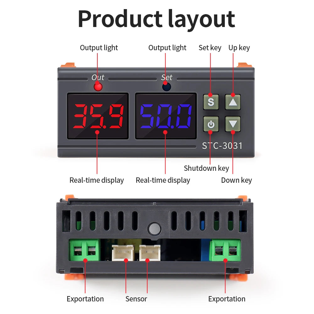 STC-3029/STC-3030/STC-3031 AC110-220V Dual Digital Humidity Control Hygrometer Incubator Controller Soil Moisture Detector