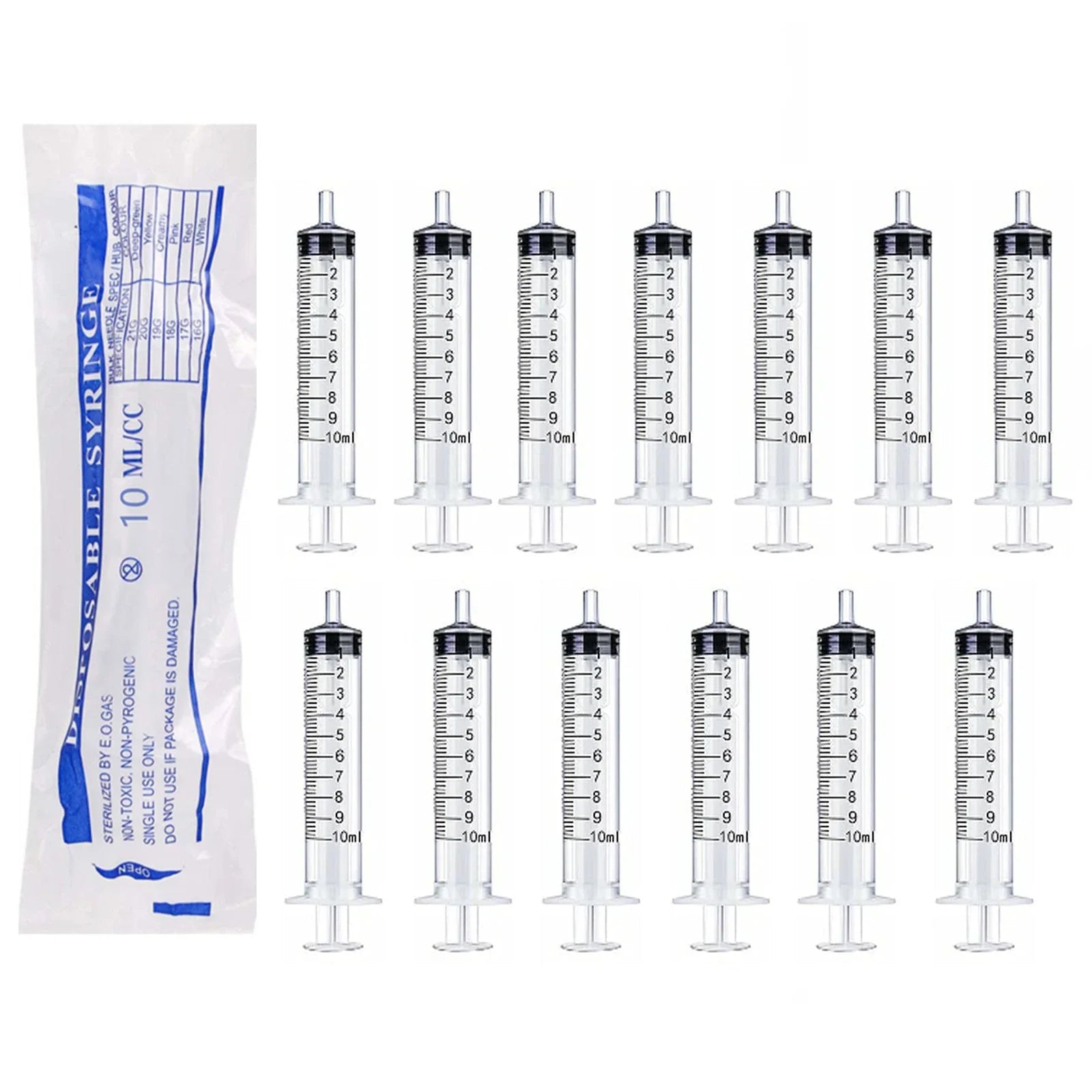 10ml Plastic Syringe Without Needle 10cc Steriled Individually Packed for Lab Use,Measuring Liquid Bird Chick Feeding Pets Tools