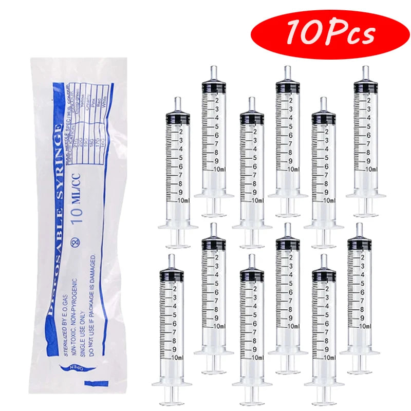 10ml Plastic Syringe Without Needle 10cc Steriled Individually Packed for Lab Use,Measuring Liquid Bird Chick Feeding Pets Tools
