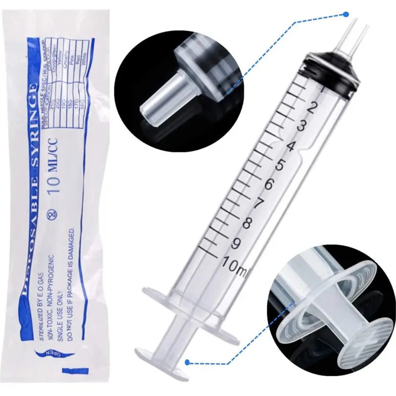 10ml Plastic Syringe Without Needle 10cc Steriled Individually Packed for Lab Use,Measuring Liquid Bird Chick Feeding Pets Tools