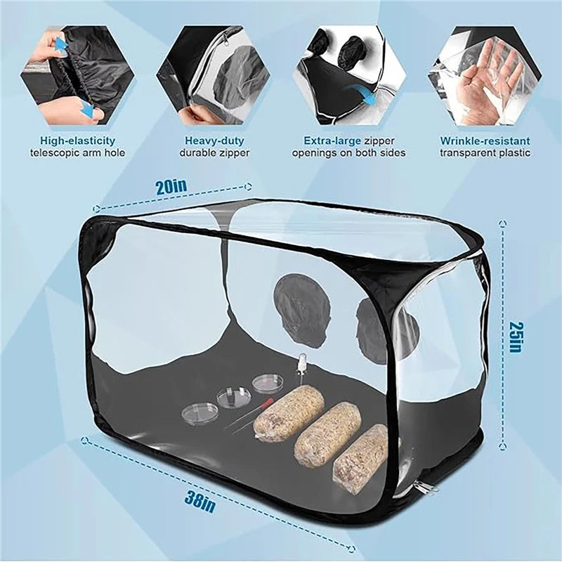 Mushroom Grow Still Air Box Clear Large Mushroom Grow Tent Kit Growing Containers Reusable Air Workstation for Grow Bag