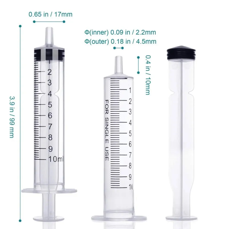 10ml Plastic Syringe Without Needle 10cc Steriled Individually Packed for Lab Use,Measuring Liquid Bird Chick Feeding Pets Tools