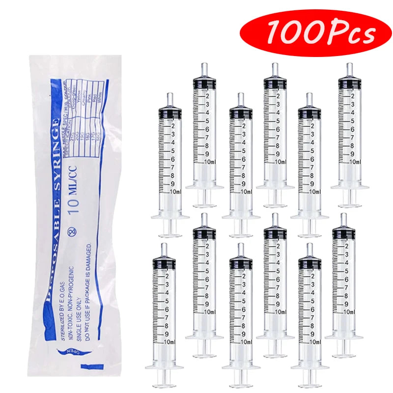 10ml Plastic Syringe Without Needle 10cc Steriled Individually Packed for Lab Use,Measuring Liquid Bird Chick Feeding Pets Tools
